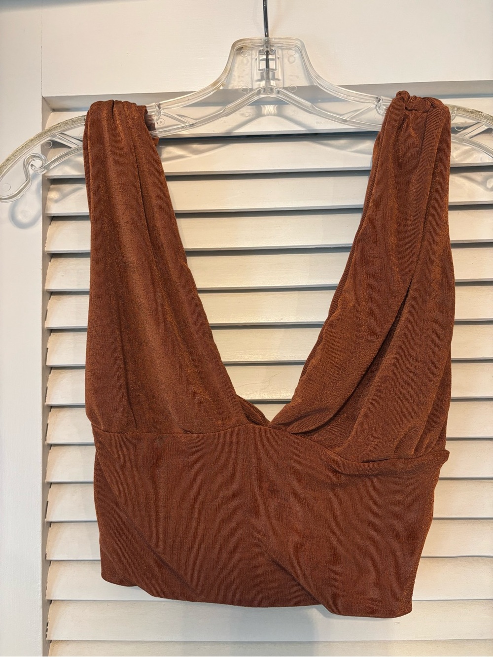Sleeveless Brown Size Small Draped V-Neck Camisole Top